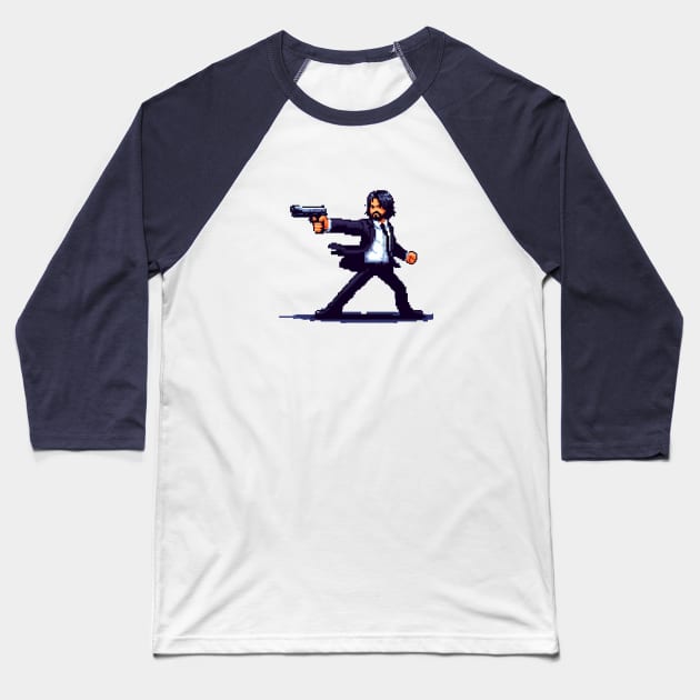 8BIT JOHN WICK Baseball T-Shirt by nerd.collect